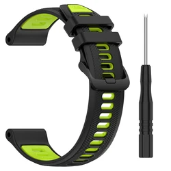 22MM Soft Silicone Watch Strap Replacement Band - Forerunner 945 (Black Green)
