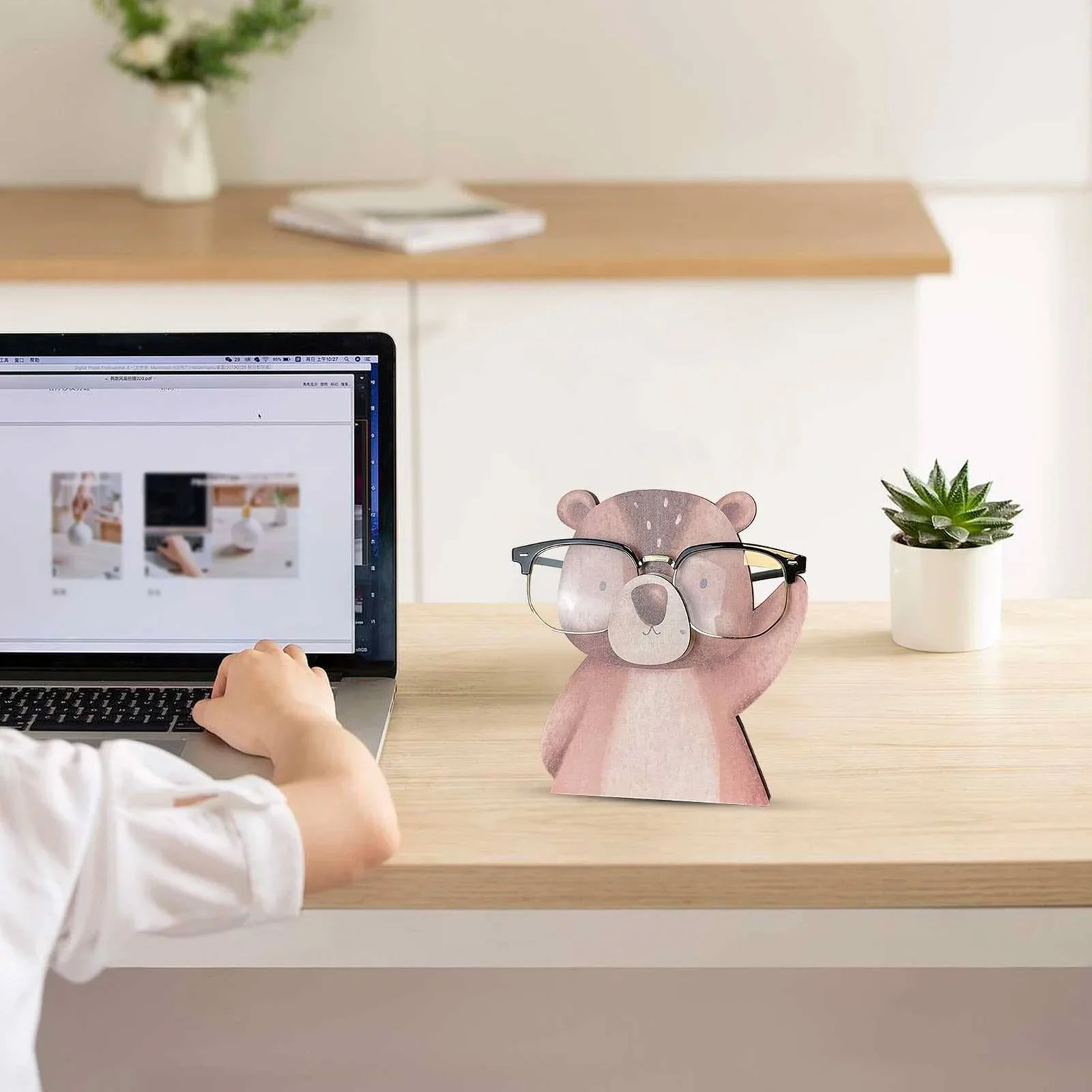 Cute Farm Animal Glasses Frame Creative Pet Shape Wood Carving Eyeglasses Stand Holder for Bedroom Office Desk Accessories 3