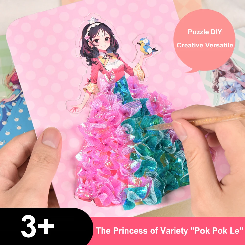 3Pcs Fantasy Princess E Kid Toy Fashion Drawing Creative Poke Art Book For  Girls Ages 8-12, Puzzle Puncture Painting With Princess Board Stickers, Kids  Art Education Book, Art Diy Craft Kit Gifts