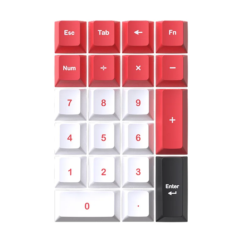 KUXM 혈액 산소 레드 21 키캡 PBT 오리지널 열승화 숫자 키패드 (금융 회계용)