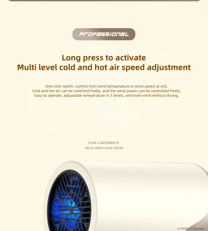 Blue Light Negative Ion Wall Mounted Hair Dryer 1800W High-Power Non-Punching fo