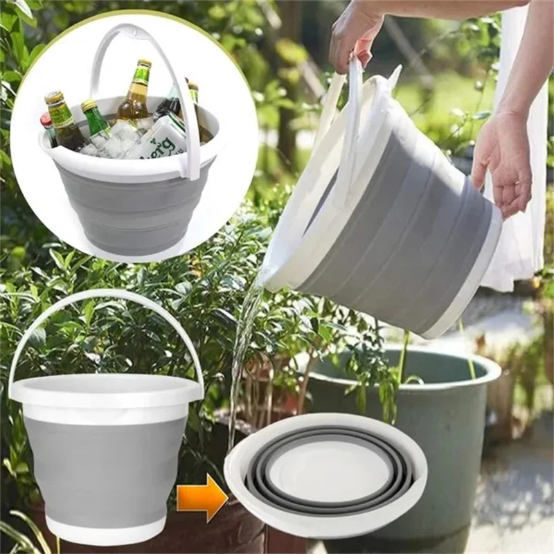 3-10L Collapsible Bucket Round Silicone Bucket Laundry Car Washing Bucket Outdoor Fishing Travel Camp Bucket Household Storage