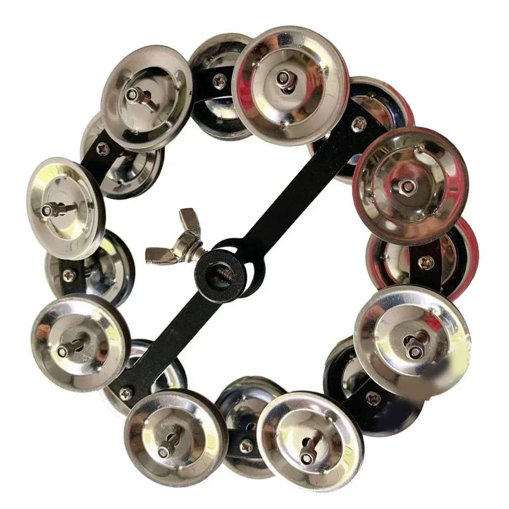Musical Percussion Instruments Professional Hi hat Tambourine for Drums Secure Mounting Iron and Steel Material Black Frame 3 5cm Bell Plate Diameter
