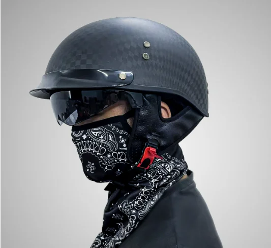 Light Weight Carbon Fiber Scooter Motorcycle Half Face Helmet Vintage Half Motobike Helmet Inner Visor