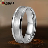 MenBand 6mm Plating Tungsten Blank Core Ring for DIY Customized Inlay with 3mm Groove Beveled Polished Comfort Fit 2