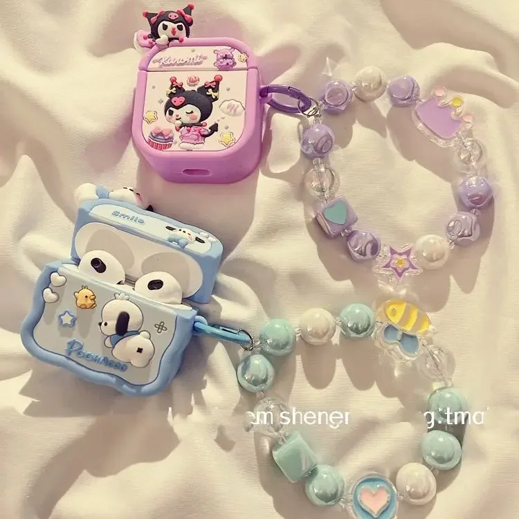 

Чехол для наушников HelloKitty с принтом Love Chain Kuromi Kawaii подходит для AirPodsPro 2 поколения защитный чехол 1/3 Bluetooth