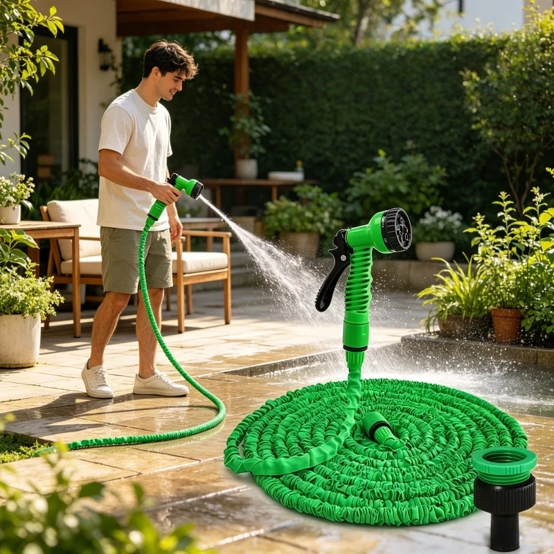 Erweiterbarer Magischer Schlauch, Hochdruck-Autowaschschlauch, 7 Wassersprühfunktionen, Wasserpistole, Gartenbewässerungsschlauch
