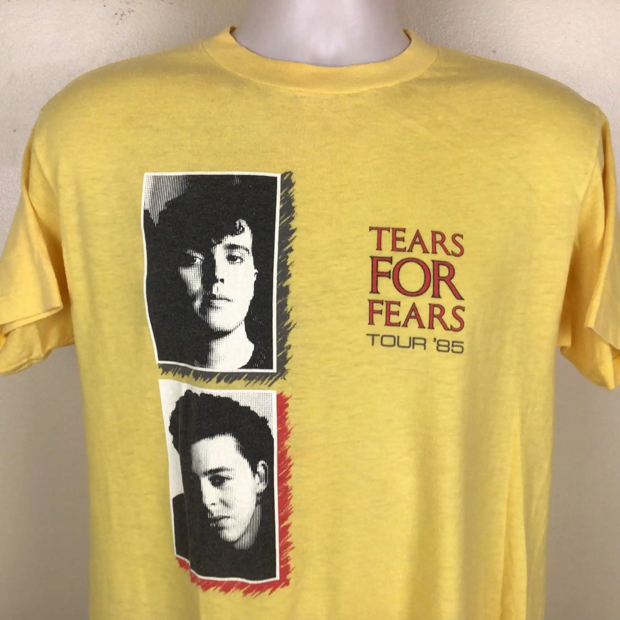 Vtg 1985 Футболка с принтом слезы за страха для концерта желтая L/XL 80s Synthpop новая волнистая рок-группа