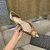 2022 Summer New Silk Rhinestone Square Button Pointed Flat Bottom Women's Shoes Hollow Fashion Crystal Wedding Shoes 1
