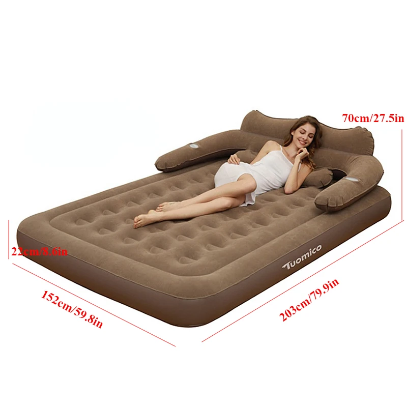 Mumusuki Matelas de Lit Gonflable avec Oreillers Gonflables, Coussin de Lit Pneumatique en PVC pour Intérieur, Voyages Longue Distance, Activités de Plein Air, Camping, Bateau Flottant