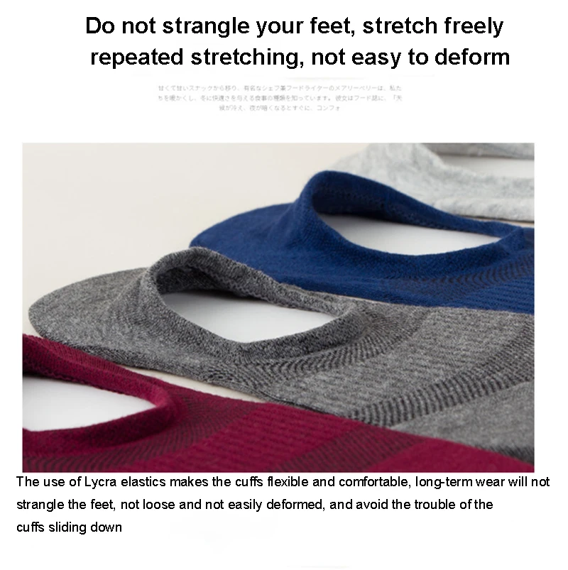 5 Pairs Low Cut Man Invisible Two Toe Socks Combed Cotton No Show Tabi Socks Solid Non Slip Athletic Hidden Liner for Sneakers
