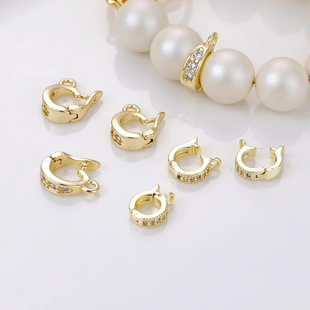 4PcsBrassMicroPaveCubicZirconEnhancerShortenerBailsHinged