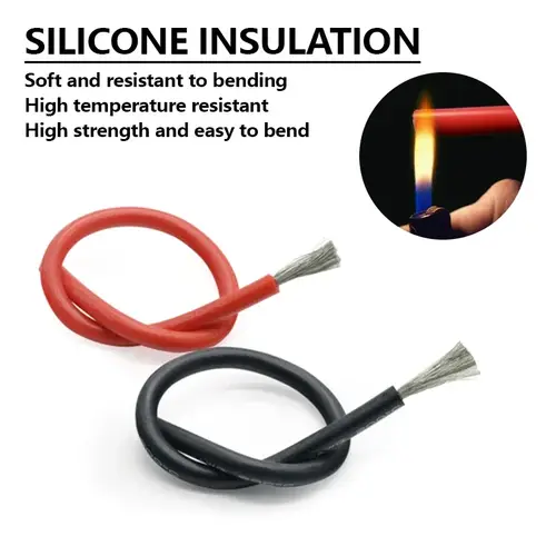1~50m Heat Resistant Cable Red Black 30/28/26/24/22/20/18/16AWG Silicone Rubber Tinned Copper Wire Car Battery Automotive Wiring - Image 3