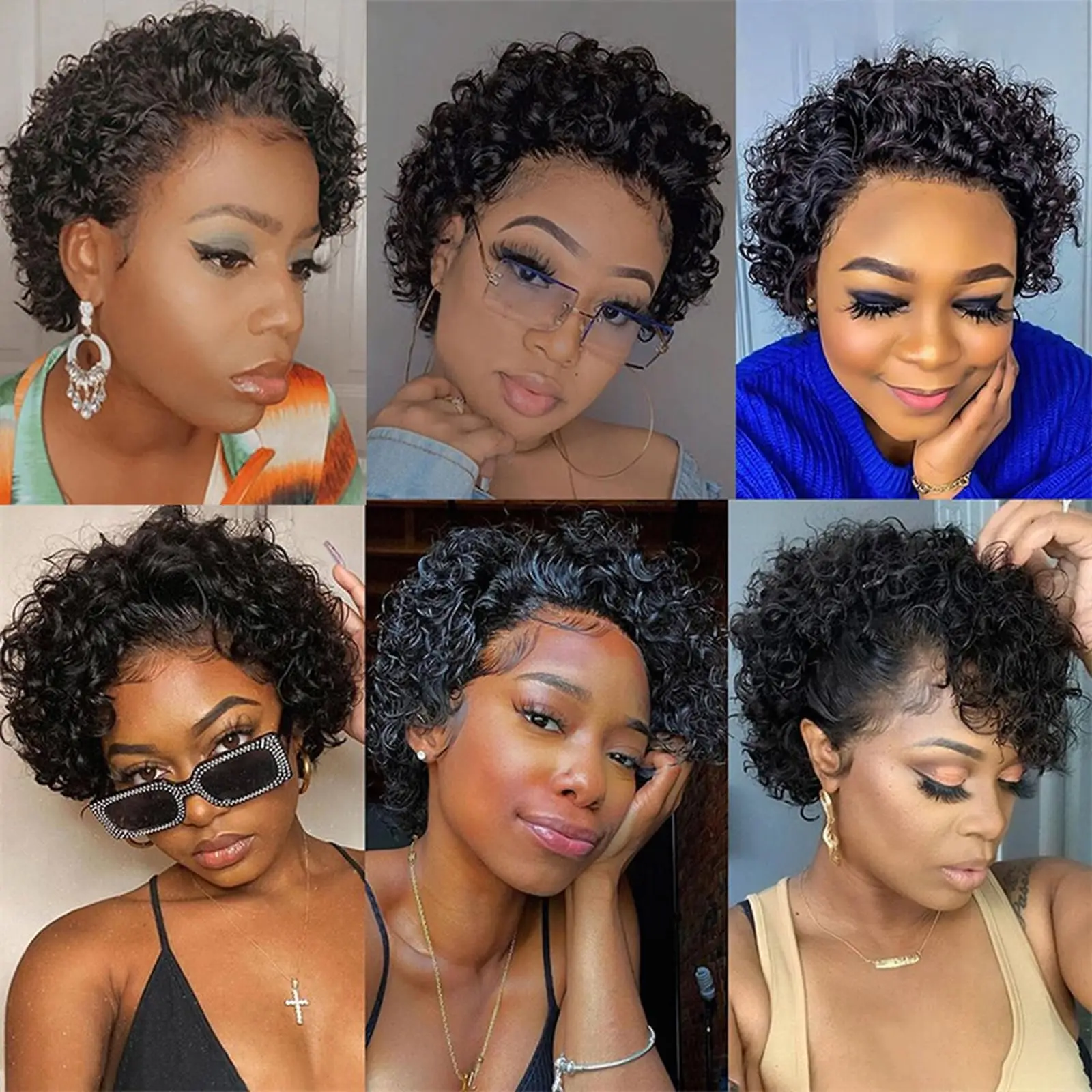 Sc89b97e41ff848e0a550949229e8a0508 Pixie Cut Wig Lace Wigs Deep Wave 13x4 Lace Frontal Wig Transparent Curly Short Bob Wig 13x1 Lace Wig Prepluck Remy Human Hair Mallzona