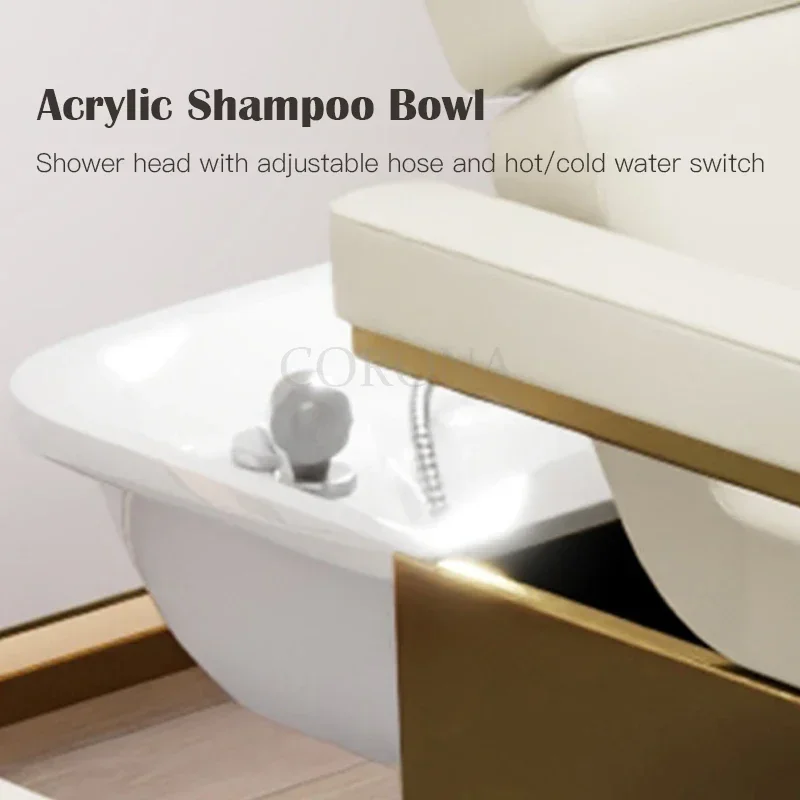 Massage Table Bed Pedicure Beauty Modern Hair Salon Washing Chair Shampoo Bed With Foot Spa 6
