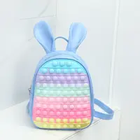 Pop Its Children Silicone PU Cute Rabbit Ears Backpacks New Princess Girls Lovely Fashion Small School Bags Hot 4