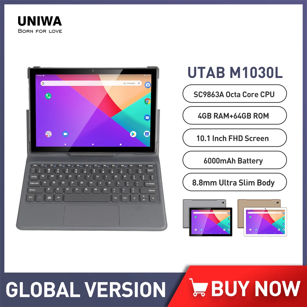 UNIWA UTAB M1030L Android 9.0 4G Tablet PC 10.1 Inch 4GB 64GB  5.0MP / 13.0MP Dual SIM Call Touch Tablet Cellphone With Keypad uniwa utab u618 tablet pc 10 1 inch 4gb 64gb dual sim cards wifi bluetooth gps tablets android 10 1 4g lte phone call tablet