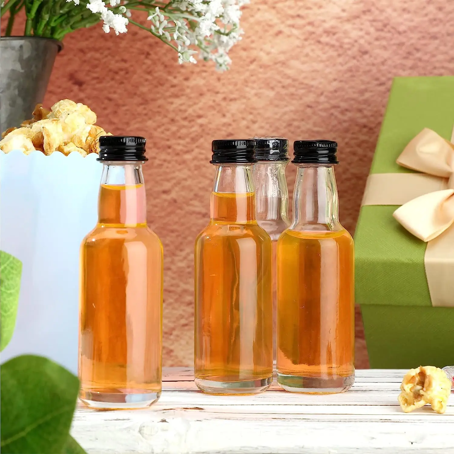 50 ml Glass Mini Liquor Bottles with Caps Mini Wine Bottles Reusable Empty Spirit Bottle for Wedding Party 6