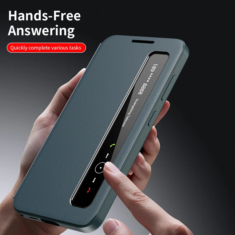 Premium All-Inclusive Flip Leather Phone Cover with Smart Slide Window
