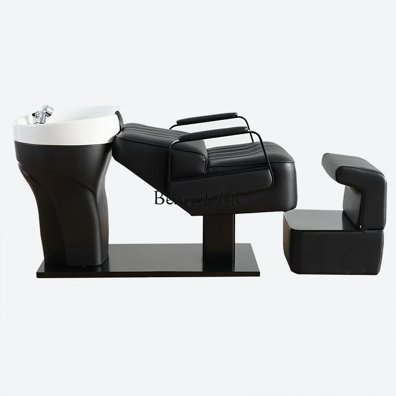 Customized Shampoo and Haircut Special Flushing Bed Hair Salon Simple Ceramic Basin Full Half Lying Cream Wind with Light customized shampoo and haircut special flushing bed hair salon simple ceramic basin full half lying cream wind with light