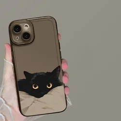 Black Cat Couple Clear Phone Case - Transparent Protective Cover with Whimsical Design - iPhone 12 (Style 3)