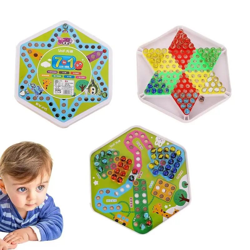 

Flight Chess Educational Toys Board Game Chinese Peg Board For Kids 7-in-1 Toddler Puzzles Fun And Interactive Learning Game