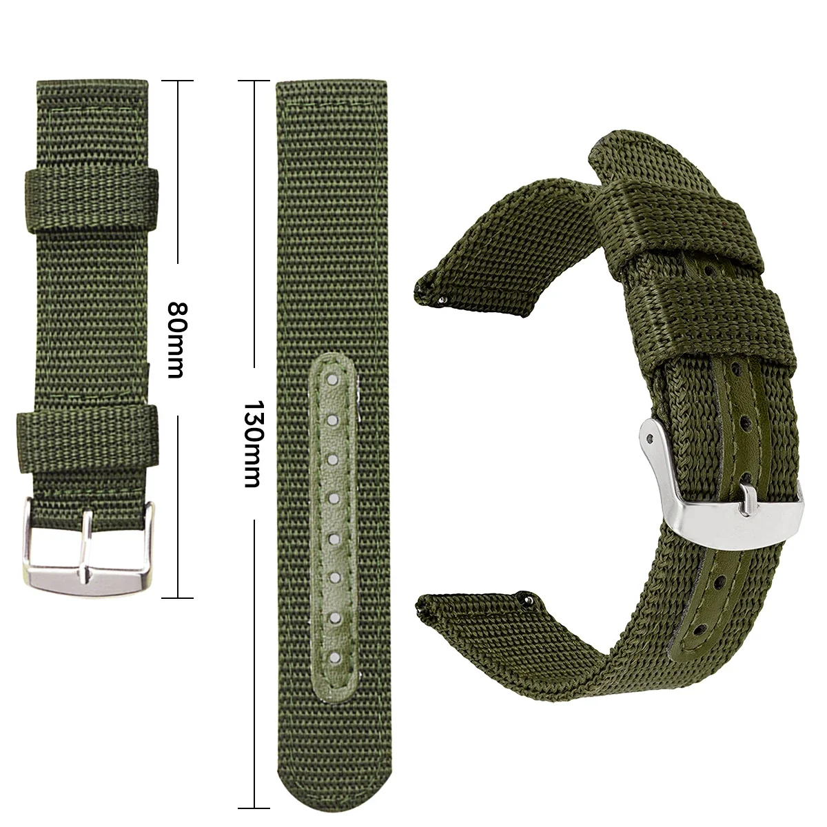 Breathable Canvas Nylon Sport Watch Band - Versatile Sizes 18mm to 24mm