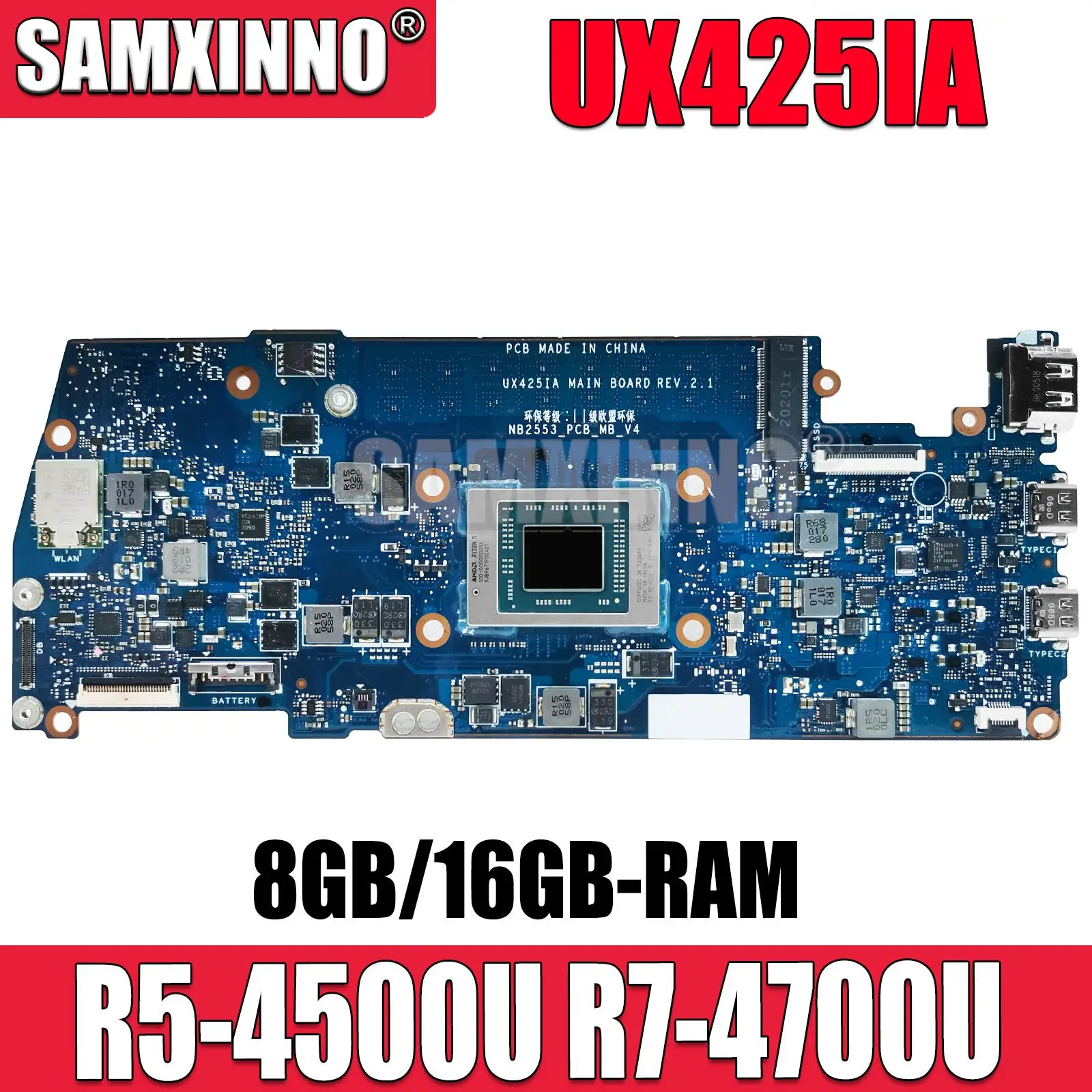 

UX425IA Motherboard For ASUS ZenBook UX425 UX425IA UX425I UM425IA Laptop Mainboard With R5-4500U R7-4700U 8GB 16GB RAM 100% Work