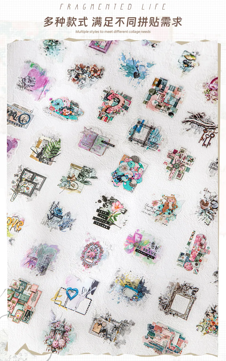 15 Stück fragmentiertes Tagebuch, kreative Collage-Aufkleber, Handzelt, DIY-Stick-Etiketten, Scrapbooking-Material, Junk-Journal-Zubehör – Detail 4