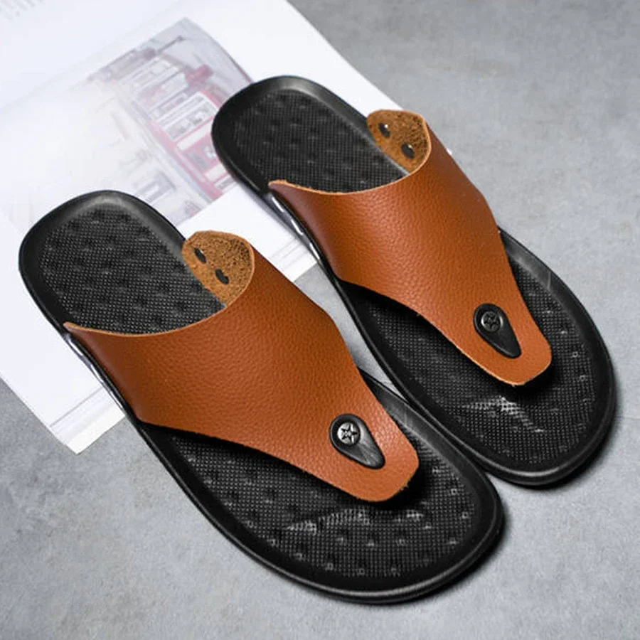 YRZL Men's Summer Flip-Flops Non-Slip Comfortable Beach Sandals for Men Lightweight EVA Slippers for Bathroom Man Shoes