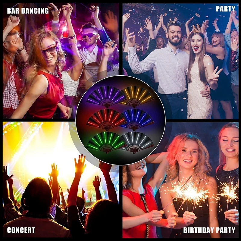 Luminous Foldable Hand Fan Bar Party LED Fan Folding Dancing Handfan Stage Performance Fans Prop Glow In The Dark Party Supplies folding fan hand fan glow led fan