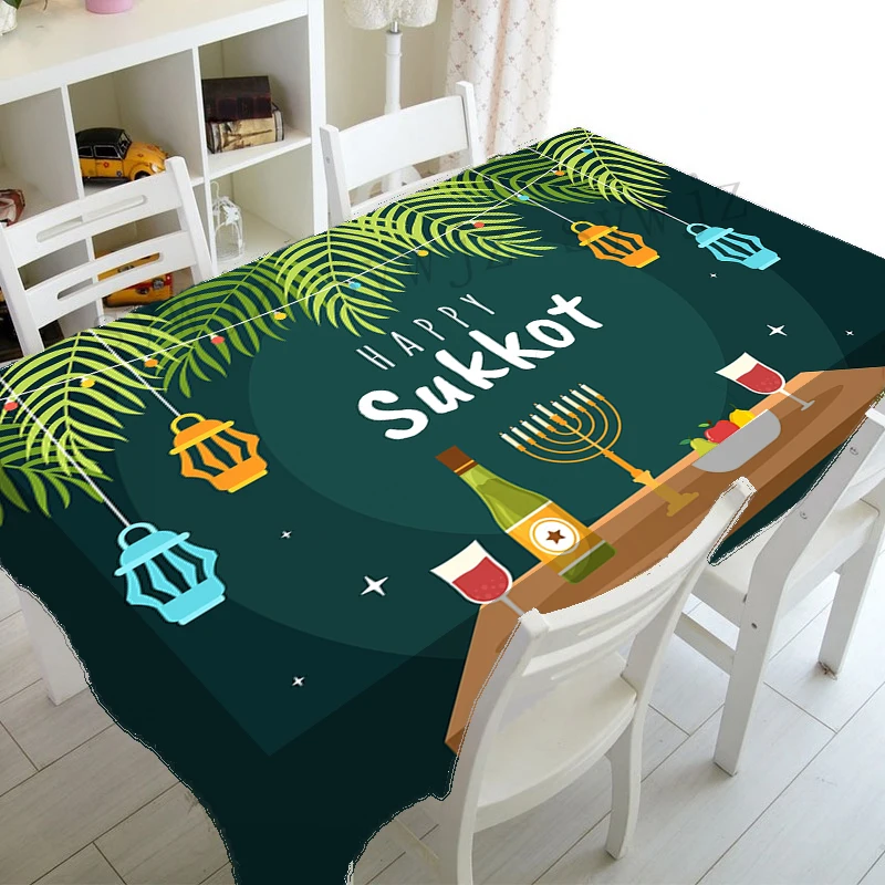 Jewish Sukkot Tablecloth Party Decoration Rectangular Tablecloth Date
