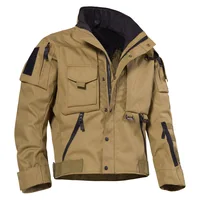 EU Size 4.0 Motorcycle Tactical Cargo Jacket Men Outdoor Waterproof Hard Hiking Jacket Multi-pocket Windbreaker Coat Plus Size 1