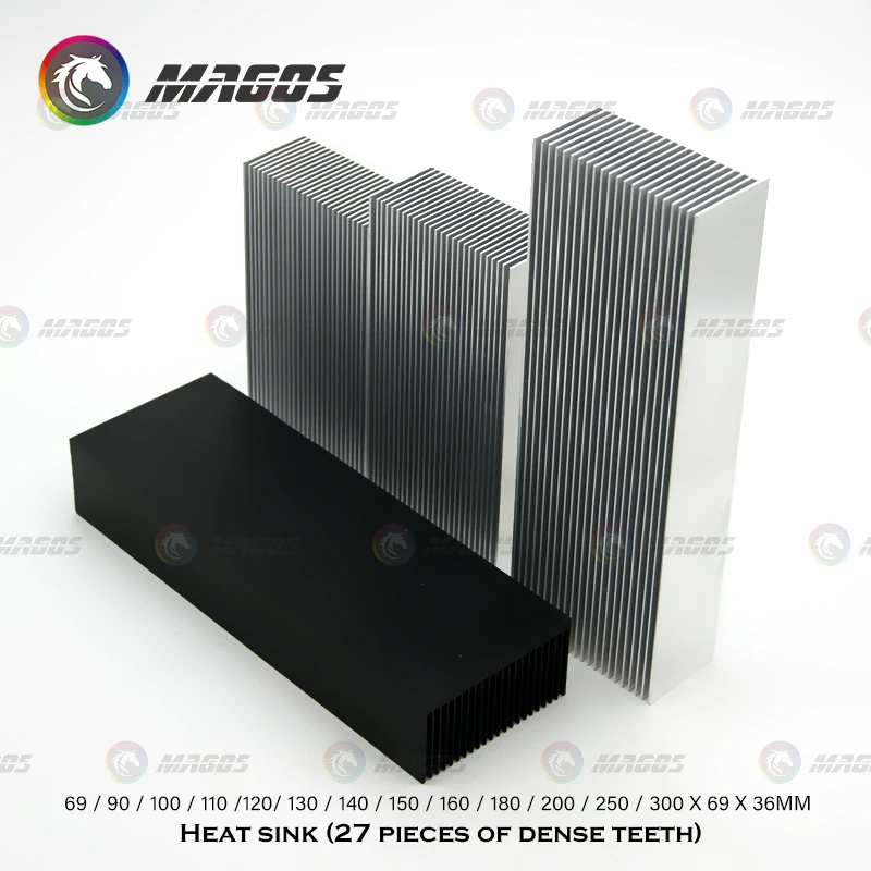 Radiatore Elettronico Dissipatore Di Calore Per Denti Densi In Alluminio Dissipatore Di Calore Estruso Sistema Di Raffreddamento Ad Acqua Per Computer 100/120/150/200/300x69x36MM - Foto 3