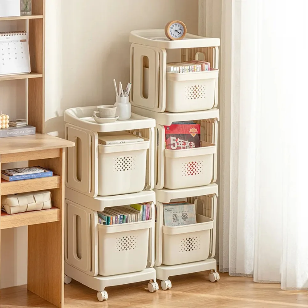 Mobile Rack Trolley Bookshelf With Drawer Kitchen Organizers And Cart Storage Rack Household Cart With Wheels Kitchen Organizers