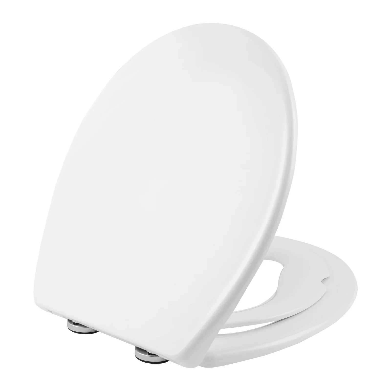WOLTU O-förmiger weißer Toilettensitz, Schnellverschluss-Toilettendeckel mit abnehmbarem Kindersitz, Absenkautomatik für Zuhause – Detail 5