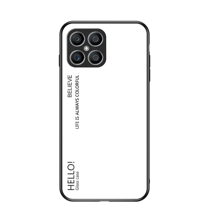 Gradient Tempered Glass Back Cover with Soft TPU Bumper - Hard Case