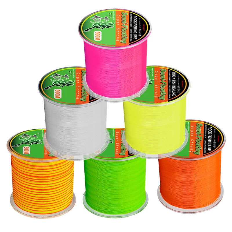 

2024 New Pink White Rock Fishing Line 500m Semi-floating Soft Monofilament Nylon Sea Lure Pole Fishing Accessories