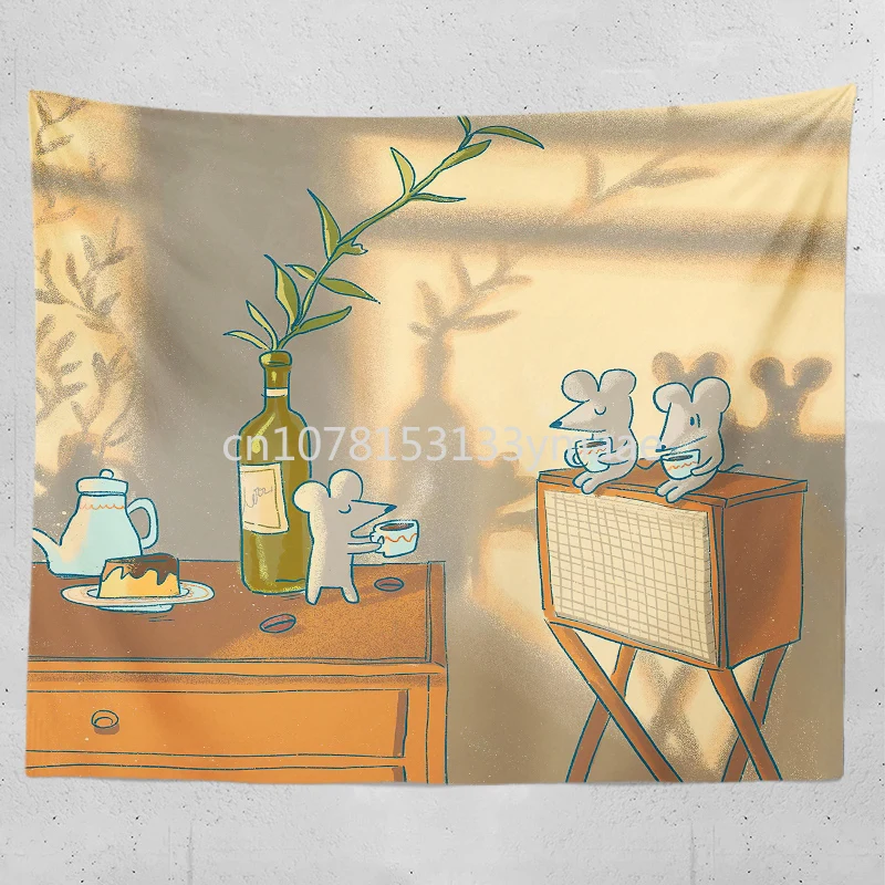 

Healing cartoon animals Bohemia Kawaii accessories room tapestry wall cloth