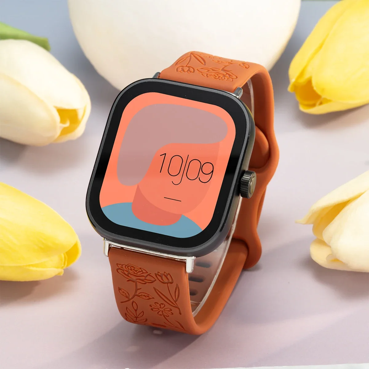 Magnetic Silicone Smartwatch Strap with Carvings Design - Universal Fit Bracelet Accessory