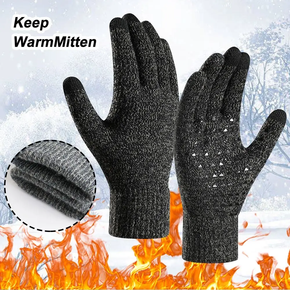 

Новинка 2022, женские перчатки для сенсорного экрана, Зимние перчатки для мужчин, сохраняющие тепло варежки, Нескользящие мягкие вязаные термоперчатки с подкладкой для вождения, перчатки Longkeeper