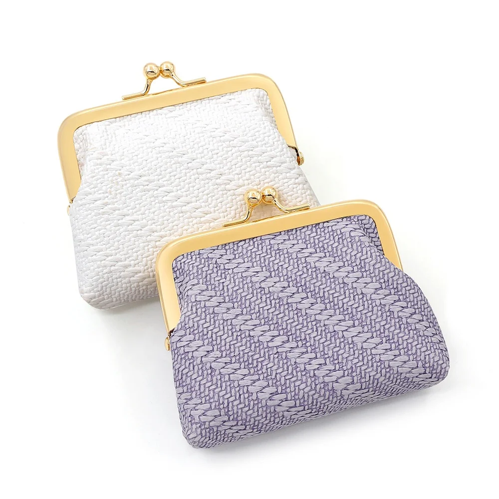 Portable Knitted Style Change Card Bags Handheld Bag Retro Multi Color Multi Functional Iron Frame Storage Clip Bag Earphone Bag