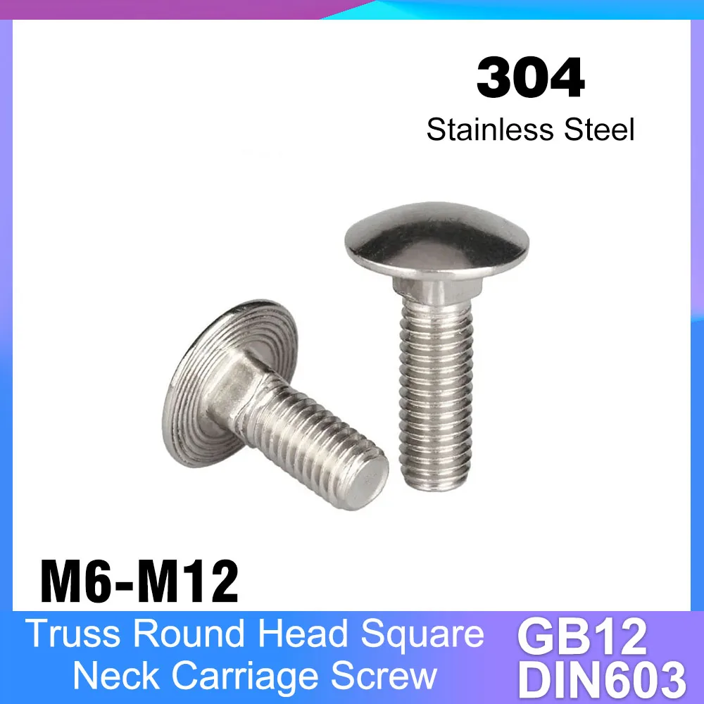5/10/20/30pcs GB12 DIN603 304 Stainless Steel Truss Round Head Square ...