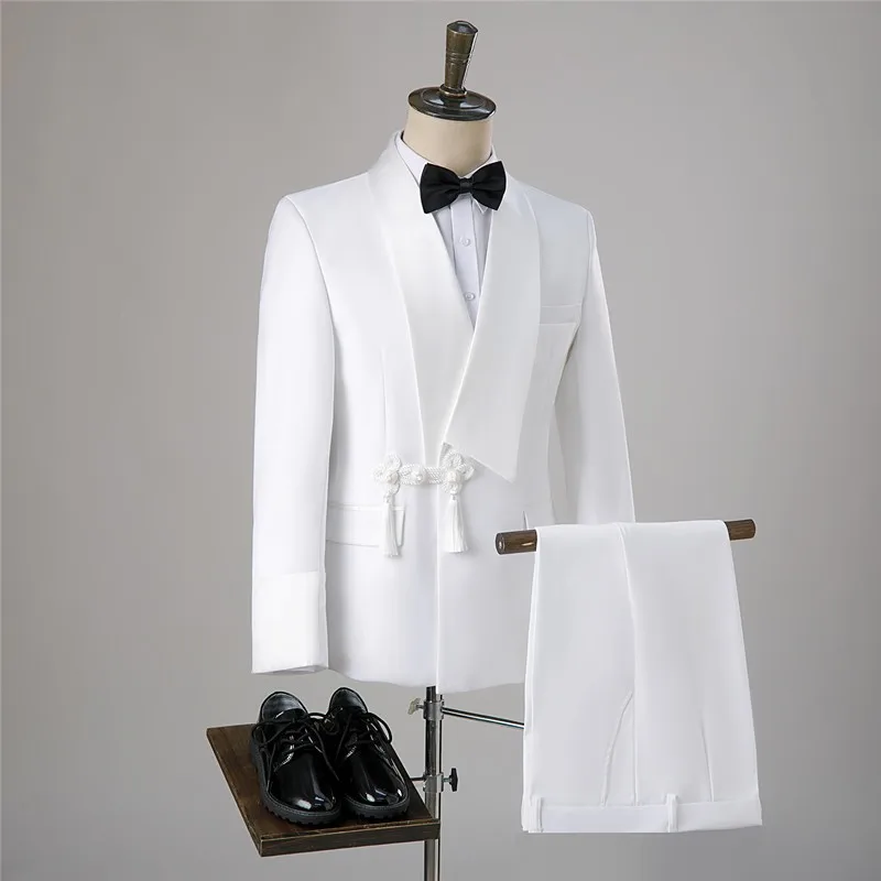 Retro frog Black Prom Suits Mens for wedding Formal Groom Party Fashion Tuxedos dance mans loose and comfortable Blazers