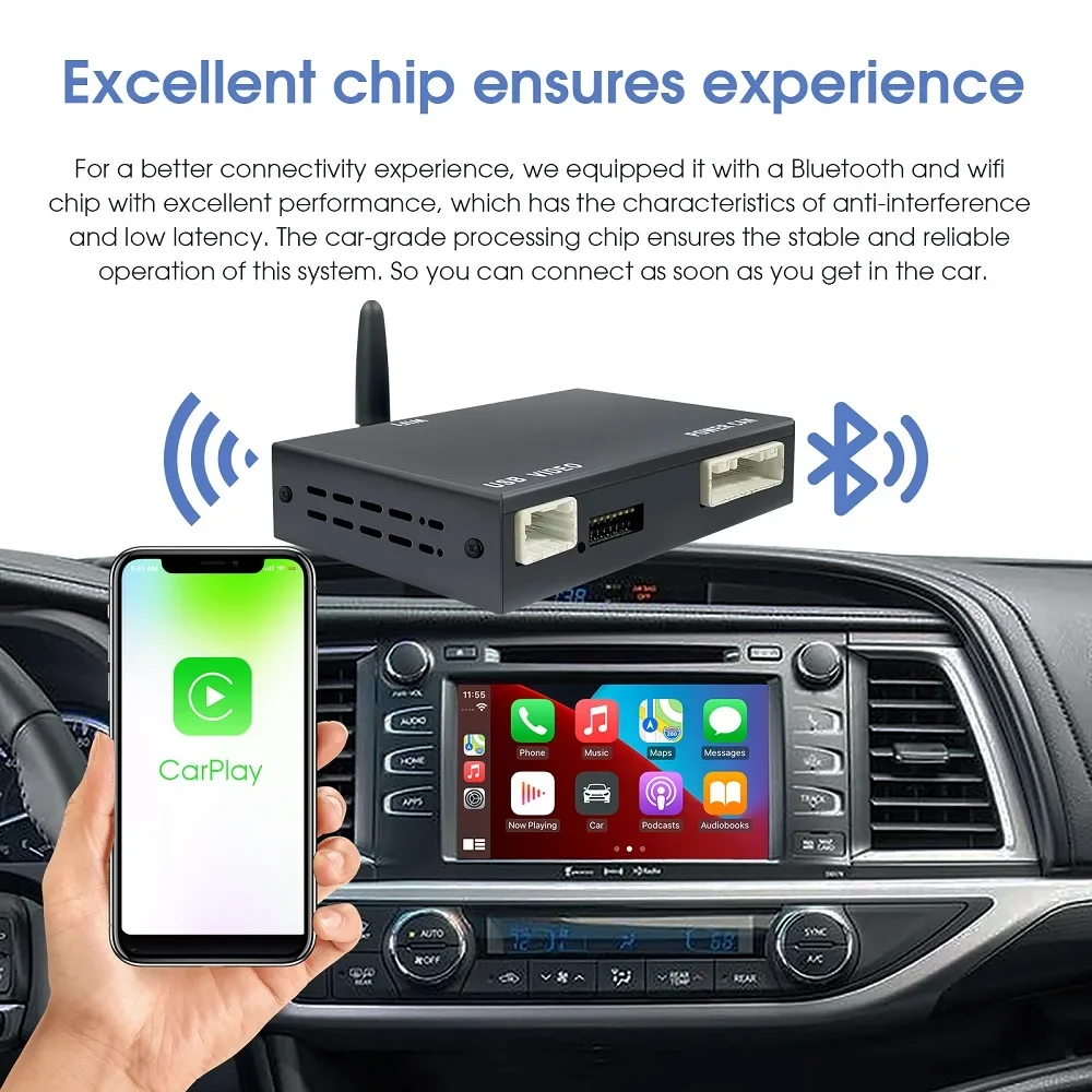 Wireless Carplay Android Auto For Toyota Touch2/Entune2.0 system For TOYOTA Corolla Camry CHR RAV4 Highlander 14-19 Car Decoder