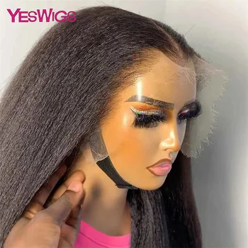 Kinky Straight Lace Front Wig Glueless Yaki Straight HD Lace Frontal Wig Vietnamese Raw Curly Human Hair Wigs On Clearance Sale