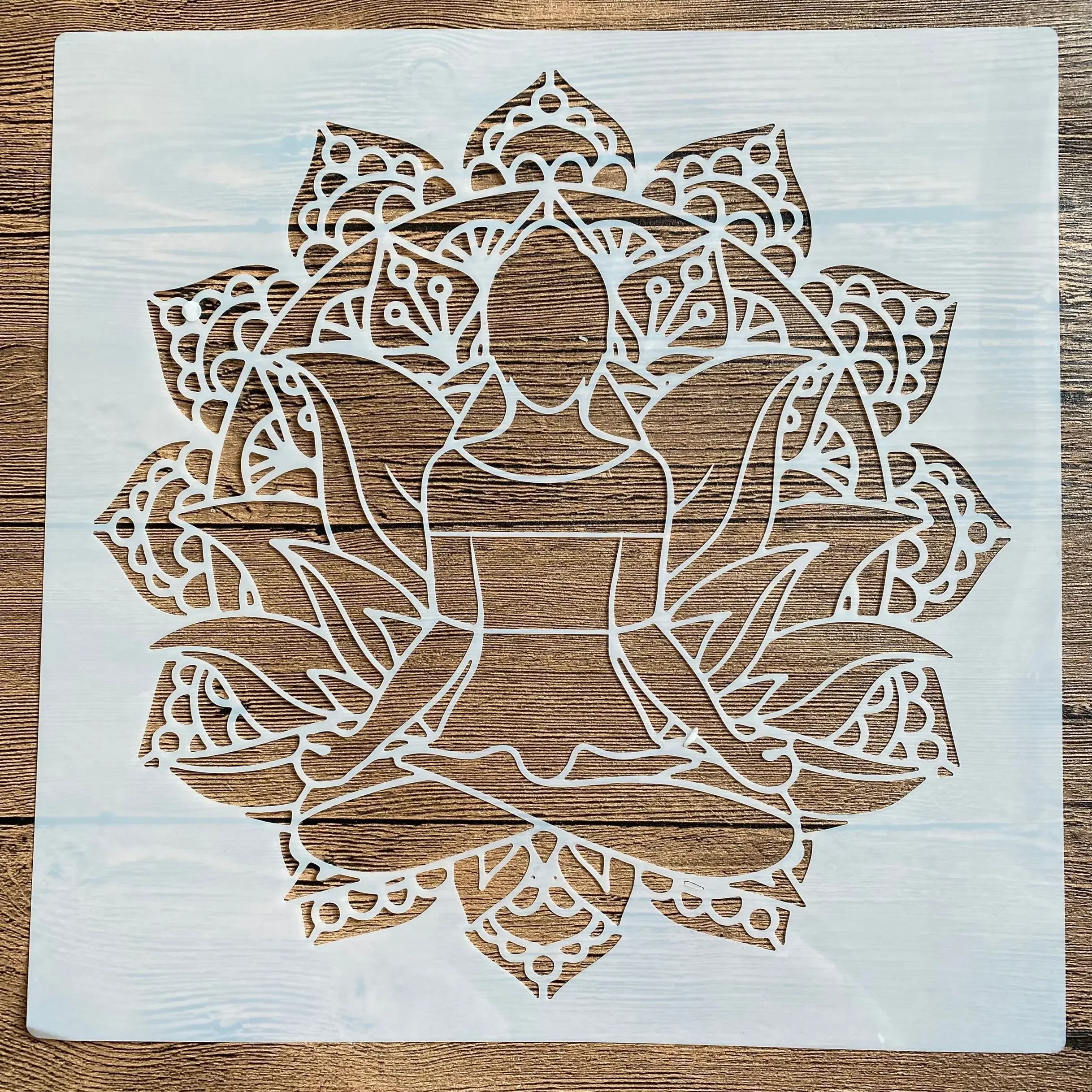 

30*30cm diy mandala for painting stencils stamped photo album embossed paper card on wood fabric wall Buddha Statue of Life Tree