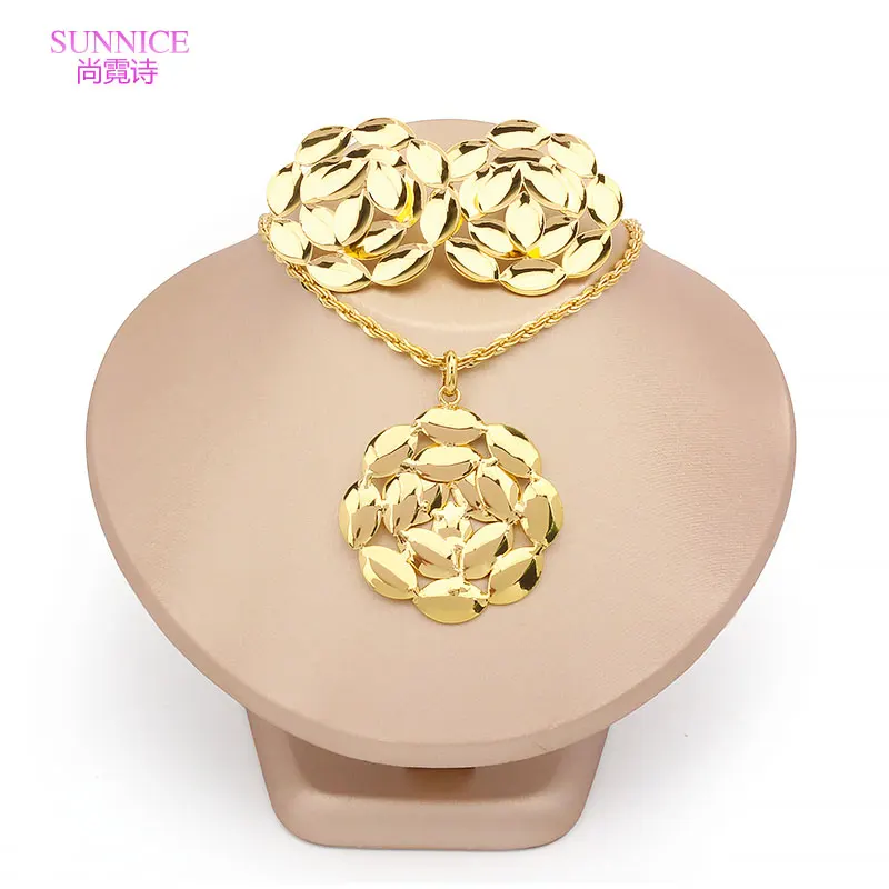 

Brazilian Necklace Earrings Set 18k Gold Plated Fashion Jewelry Sets For Women Nigeria Bride Jewellery Wedding Party Gifts
