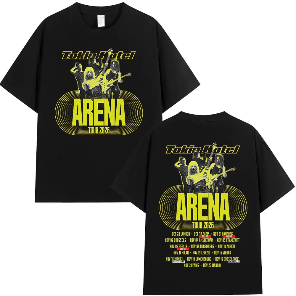 Rock Band Tokio Hotel Arena Tour 2026 Merch T-Shirts Herren Damen Mode Vintage Kurzarm T-Shirt Hochwertige Baumwoll-T-Shirts