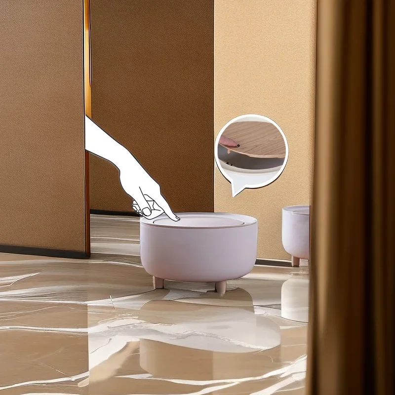 Desktop Trash Can Household Living Room Push-type Paper Basket Office Peel Paper Waste Basket Dormitory with Lid